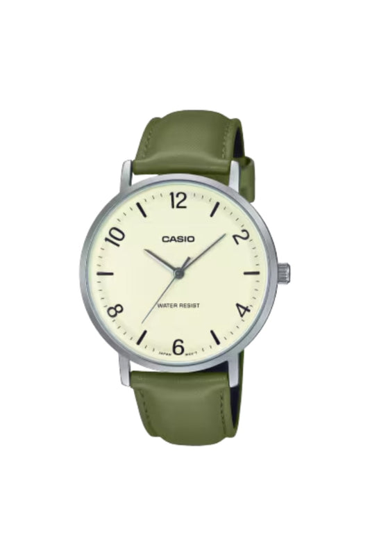 CASIO Men's Analog Green Dial Watch - MTP-VT03L-7BDF