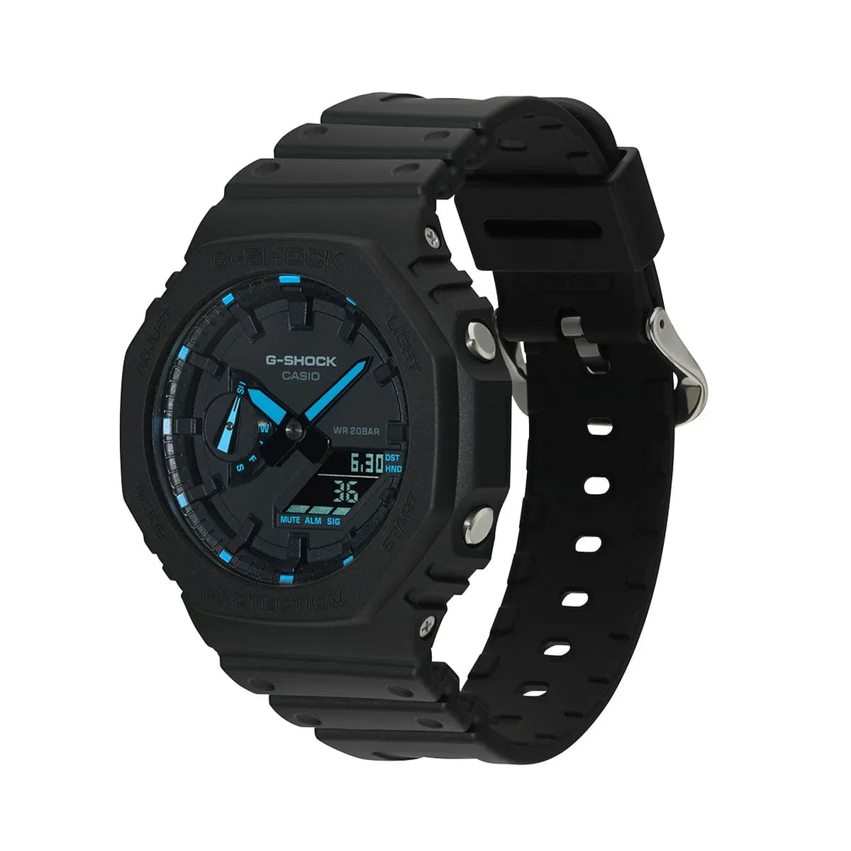 Casio G-SHOCK GA-2100-1A2 – Carbon Core Guard Analog-Digital Watch (Black & Blue Accent)