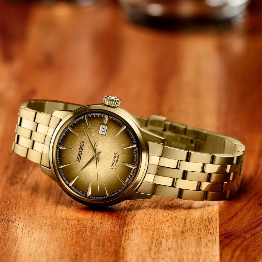 Seiko SRPK46J1 Gold Automatic Watch – Japanese Precision in a Compact Luxury Design