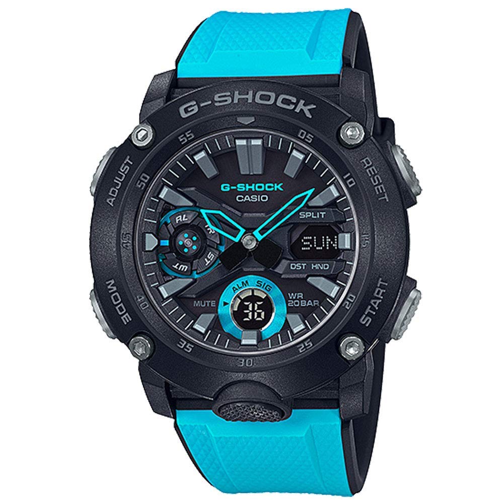 Casio G-SHOCK GA-2000-1A2 – Carbon Core Guard Analog-Digital Watch (Black/Blue)