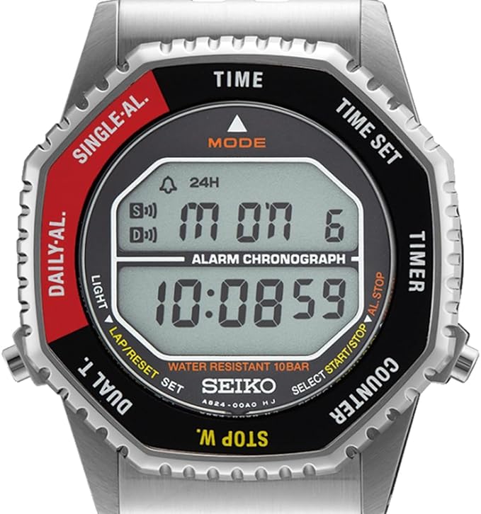 Seiko SMGG19P1 Rotocall Digital – Retro‑Inspired Digital Watch with Stainless Steel Bracelet
