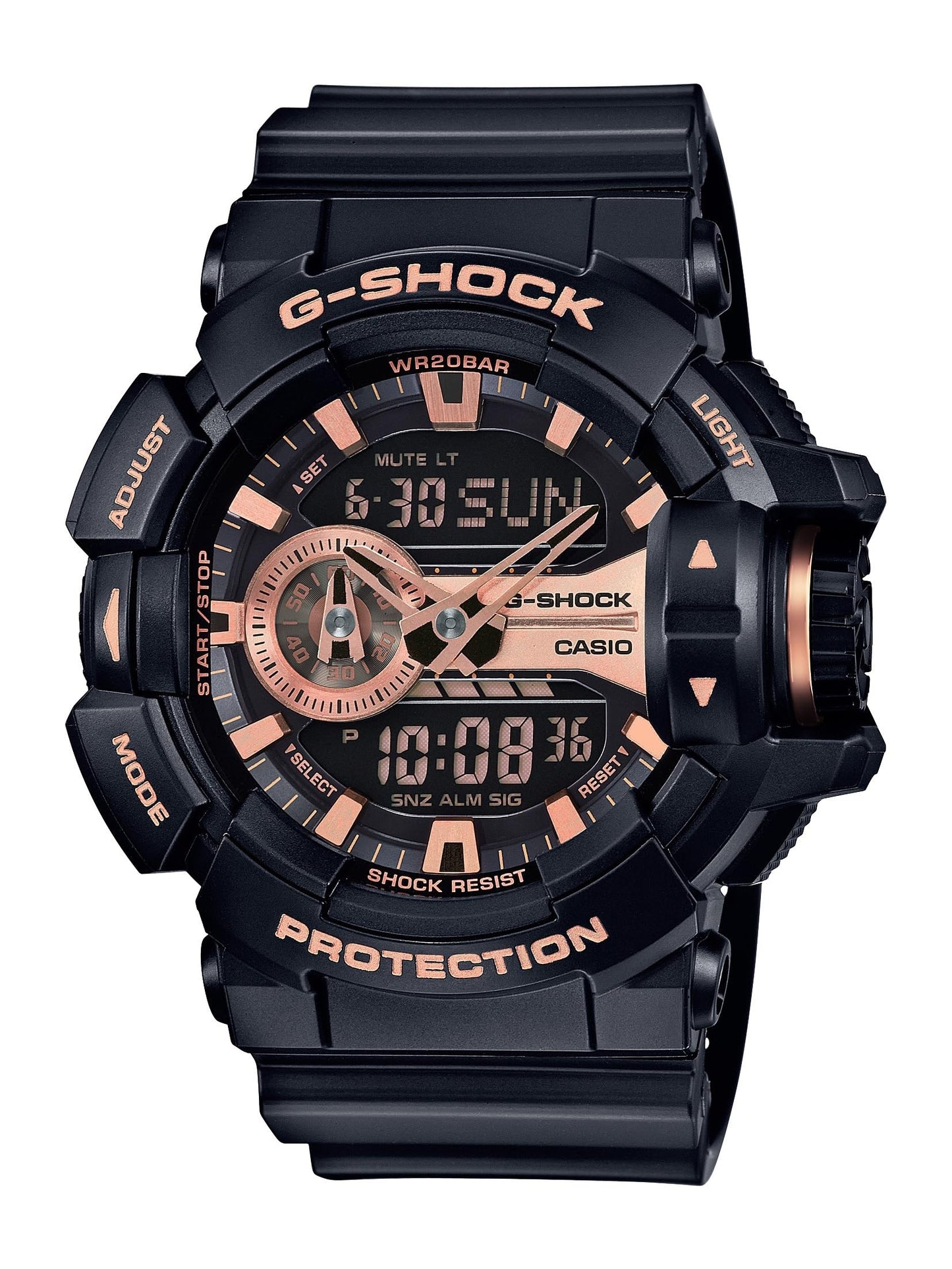 Casio G-Shock GA-400GB-1A4DR Black & Gold Analog-Digital Watch – Rotary Switch, Shock Resistant, 200M Water Resistant