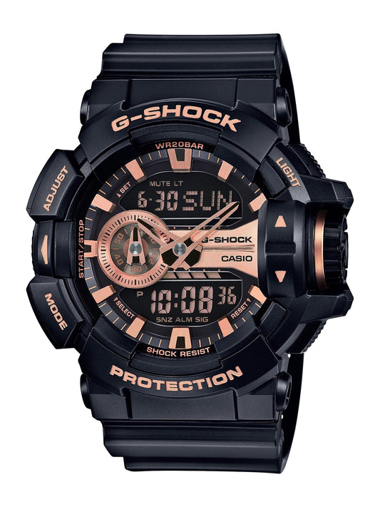 Casio G-Shock GA-400GB-1A4DR Black & Gold Analog-Digital Watch – Rotary Switch, Shock Resistant, 200M Water Resistant
