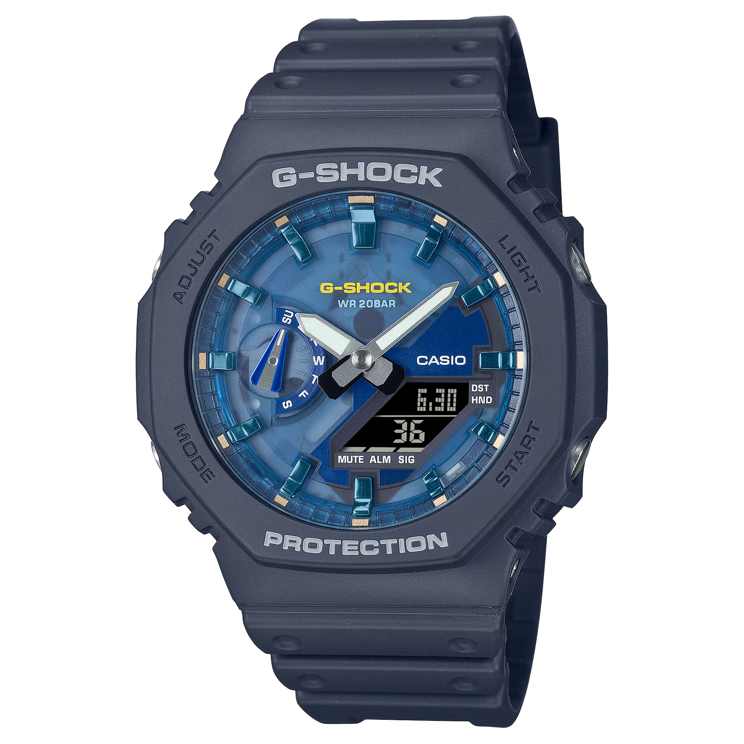 Casio G-SHOCK GA-2100AS-2A – Carbon Core Guard Analog-Digital Watch (Ice Blue Accent Edition)