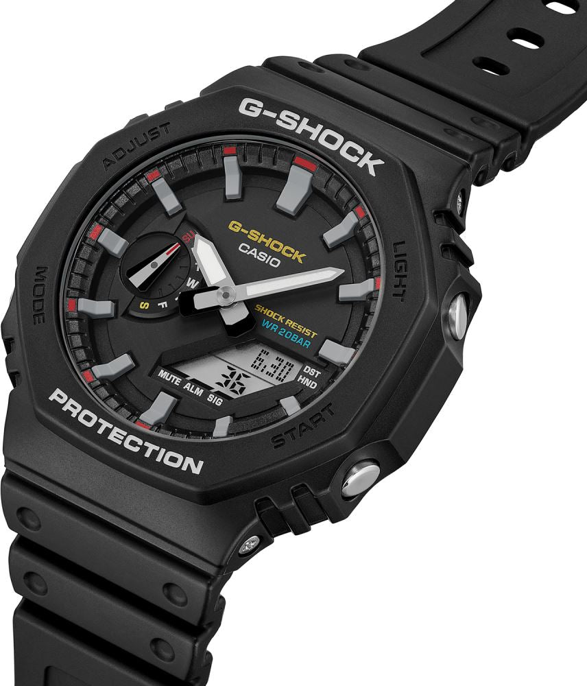 Casio G-SHOCK GA-2100RL-1ADR – Black & Red Layered Carbon Core Guard Analog-Digital Watch
