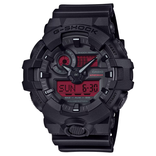 Casio G-SHOCK GA-700BBR-1A – Blackout Resin Sport Watch