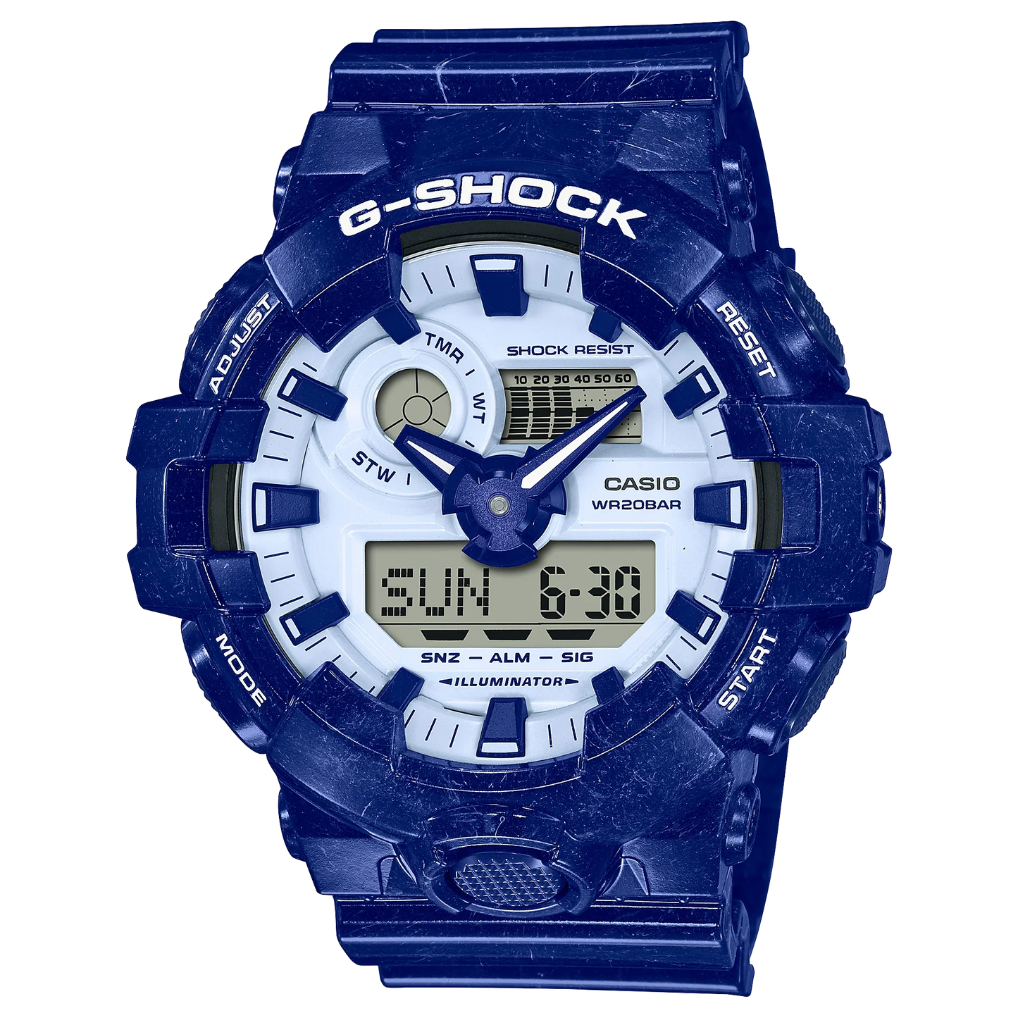 Casio G-SHOCK GA-700BWP-2ADR Blue & White Series – Shock-Resistant Analog-Digital Watch