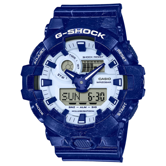 Casio G-SHOCK GA-700BWP-2ADR Blue & White Series – Shock-Resistant Analog-Digital Watch