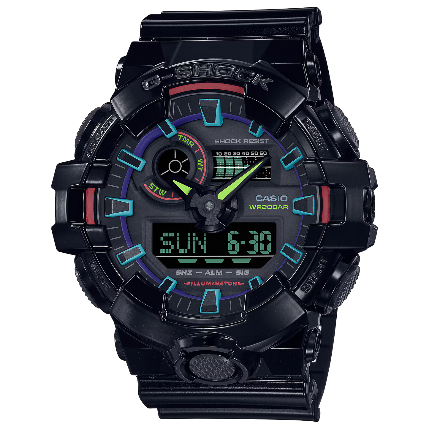 Casio G-SHOCK GA-700RGB-1ADR – Rainbow Accent Digital-Analog Tough Sports Watch