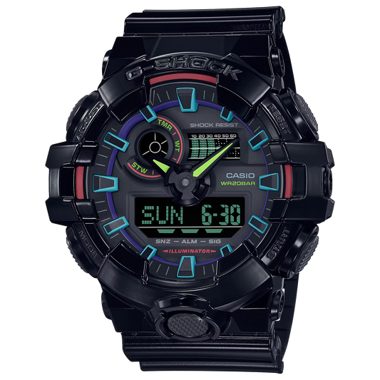 Casio G-SHOCK GA-700RGB-1ADR – Rainbow Accent Digital-Analog Tough Sports Watch