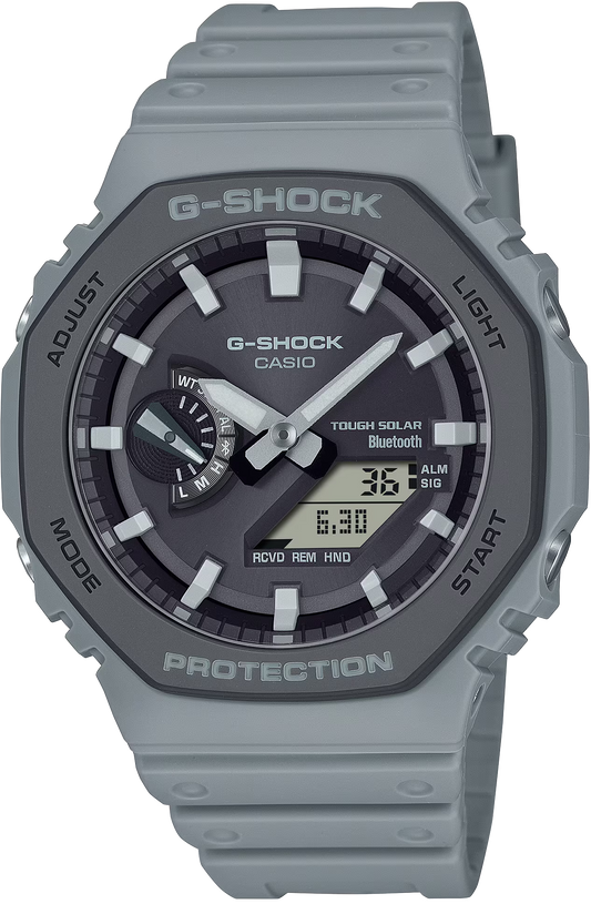 Casio G-SHOCK GA-B2100LUU-8A “CasiOak” Analog-Digital Watch with Bluetooth & Tough Solar – Gray & Purple Accent