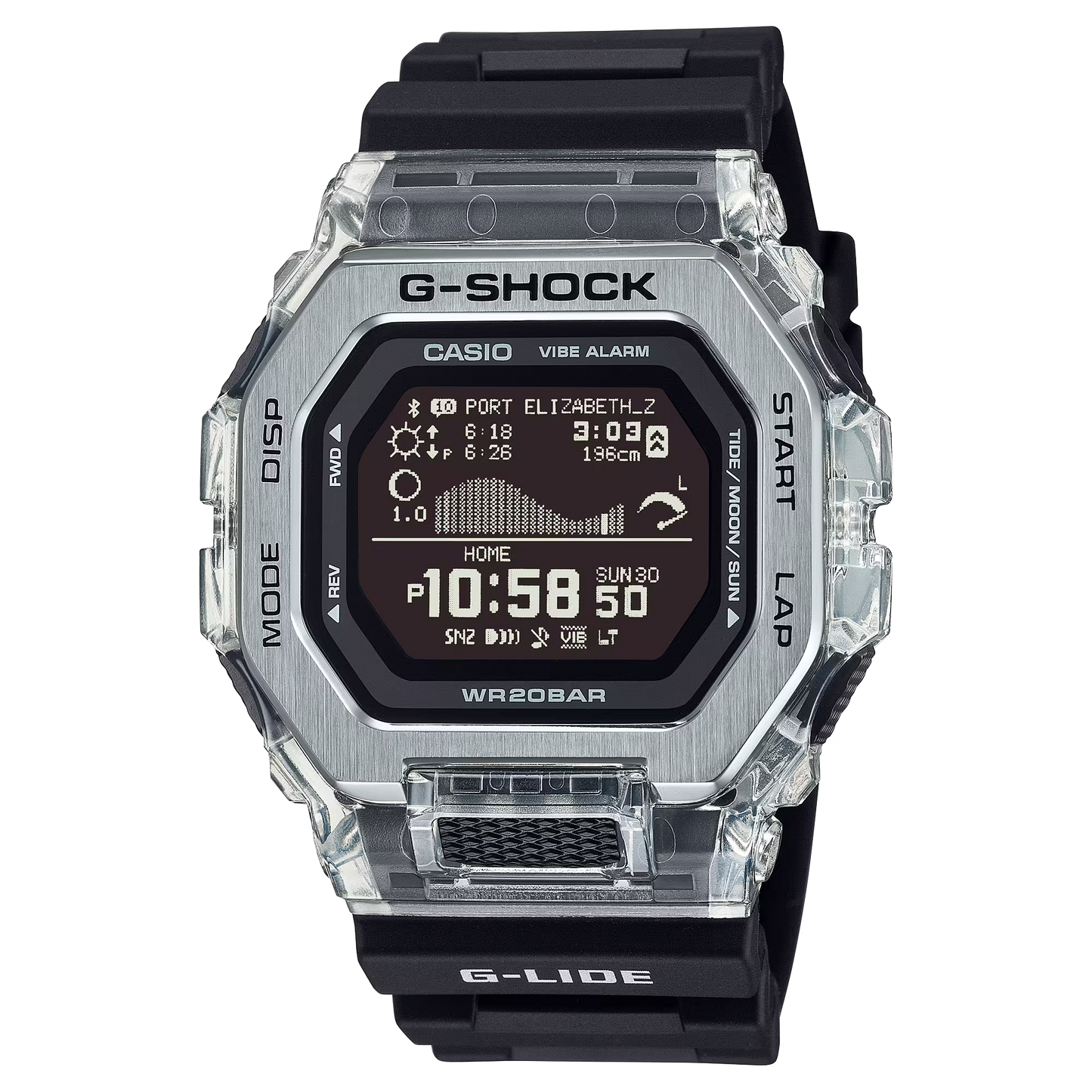 Casio G-SHOCK GBX-100S-1D G-LIDE Bluetooth Surf Watch , Tide Graph, Step Tracker, 20ATM