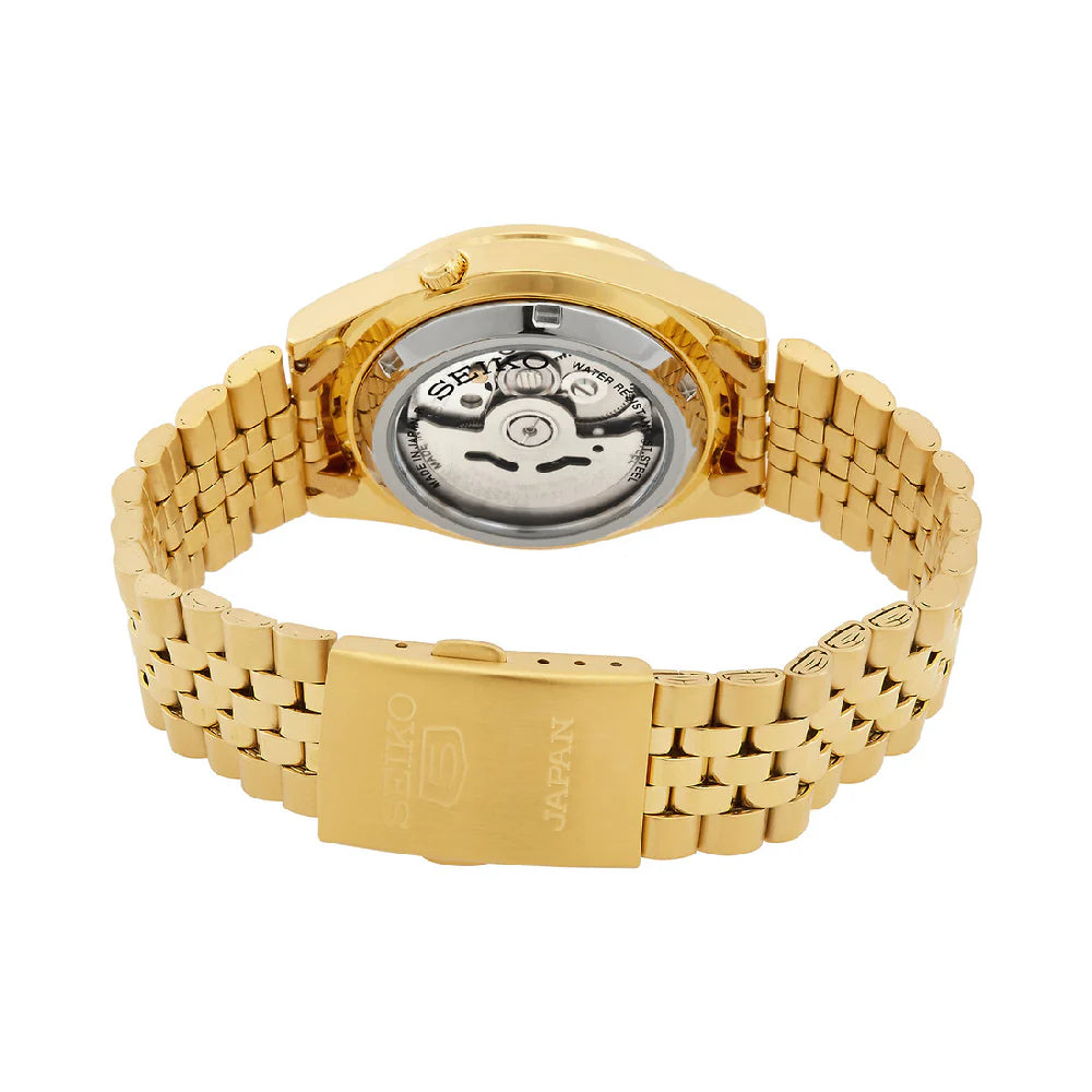 Seiko automatic 21 Jewels Calendar golden Stainless steel watch SNKF82J1, golden, bracelet