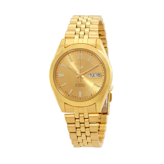 Seiko automatic 21 Jewels Calendar golden Stainless steel watch SNKF82J1, golden, bracelet