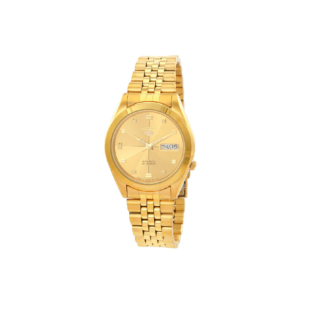 Seiko automatic 21 Jewels Calendar golden Stainless steel watch SNXC52J5, golden, bracelet