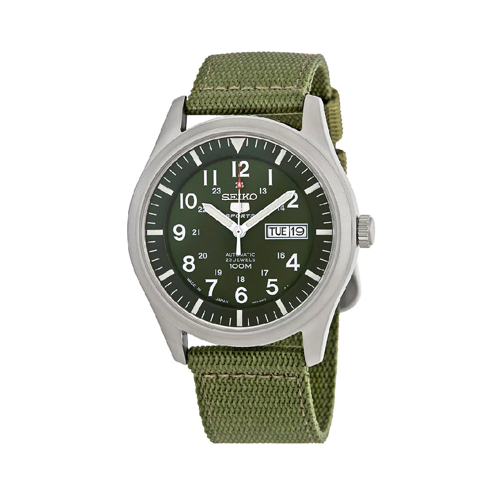 SEIKO 5 SPORTS Automatic made in Japan Green Dial Nylon Strap Watch SNZG09J1 Men's
