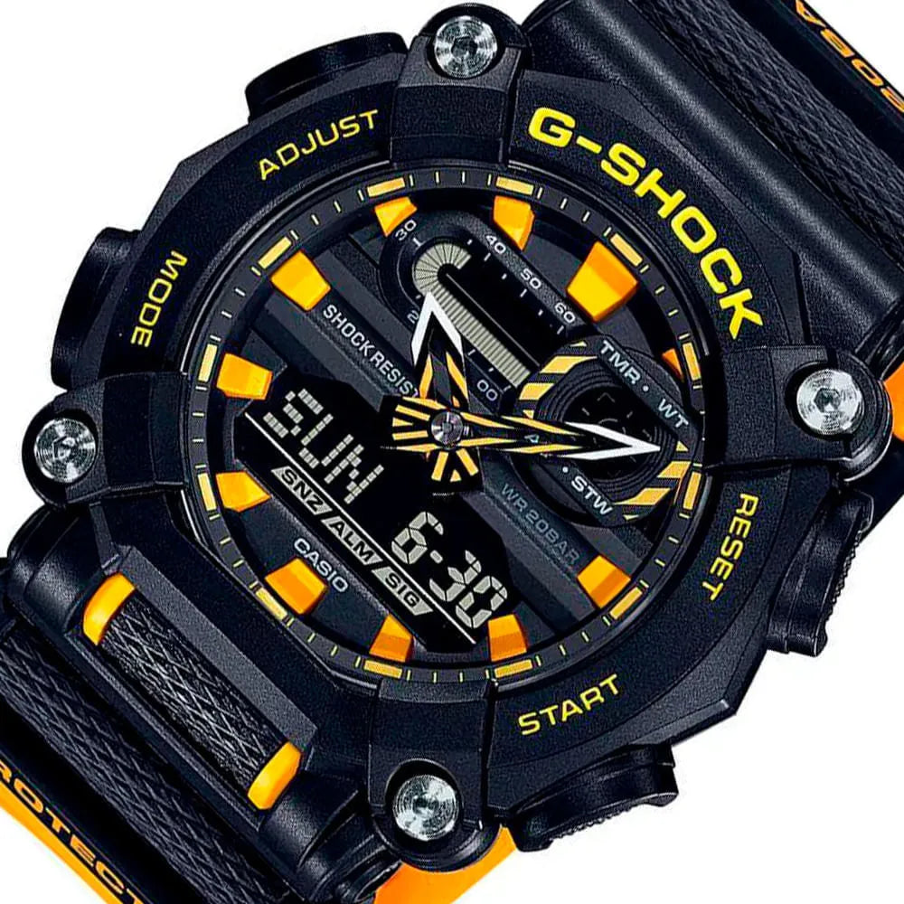 Casio G-SHOCK GA-900A-1A9DR – Industrial Black & Yellow Heavy-Duty Digital-Analog Watch