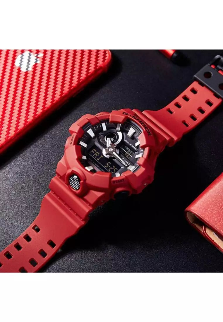 Casio G-Shock GA-700-4ADR Red Analog-Digital Watch – Shock Resistant, 200M Water Resistant