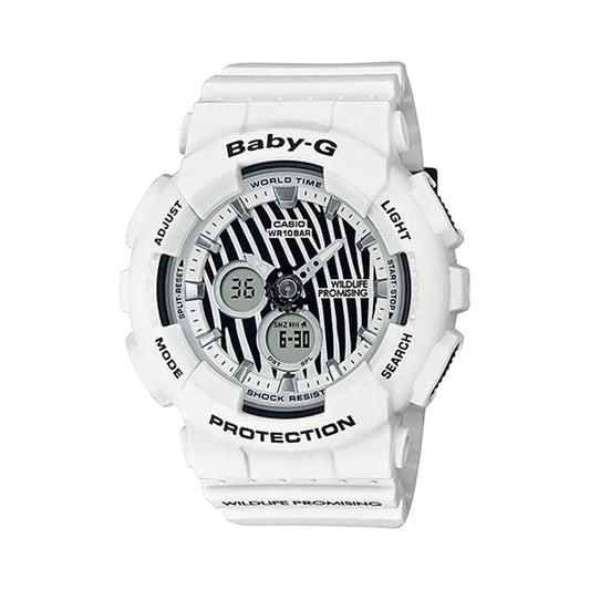 Casio G-Shock BA-120WLP-7A White Leopard Print Analog-Digital Women’s Watch