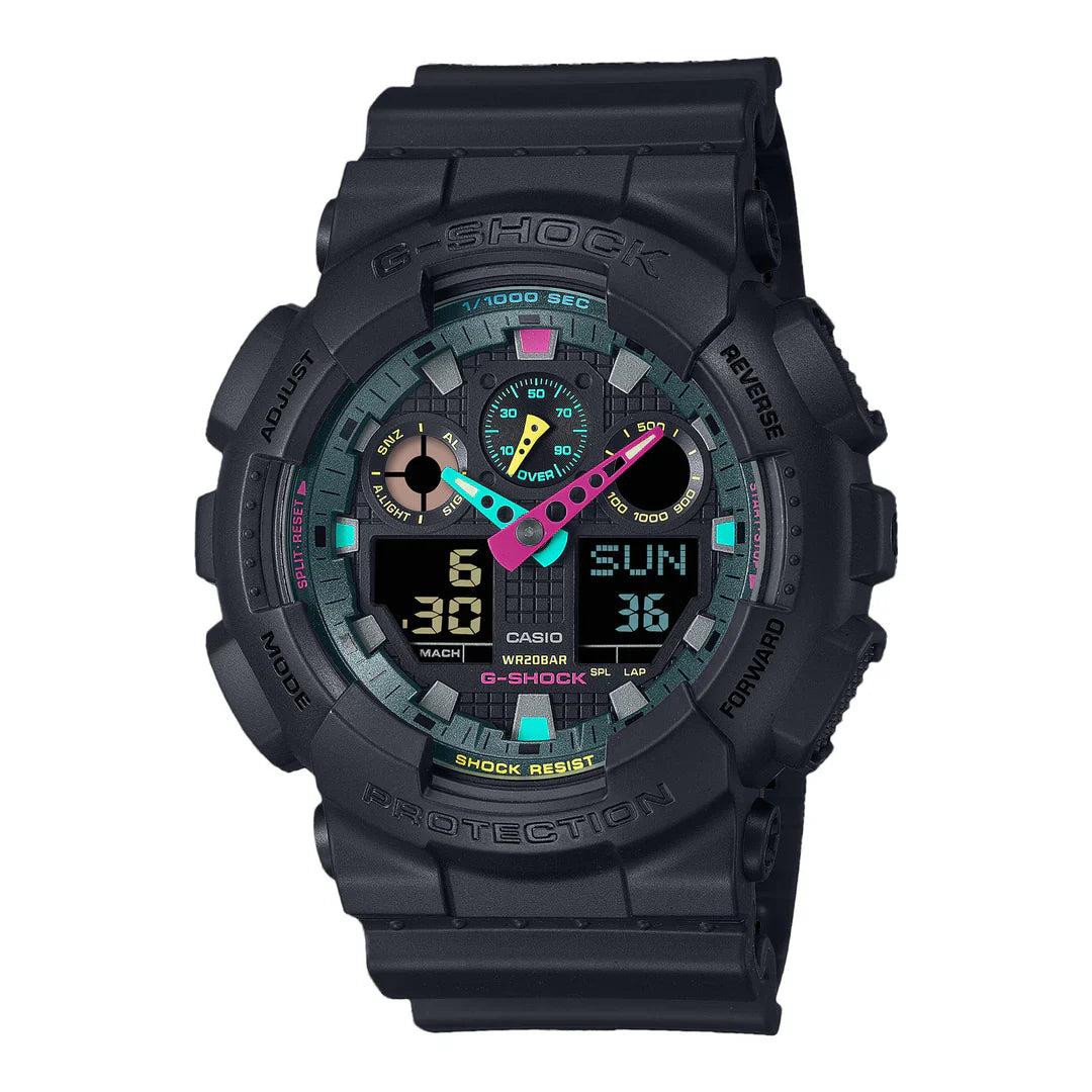 Casio G-SHOCK GA-100MF-1ADR – Metallic Face Analog-Digital Watch