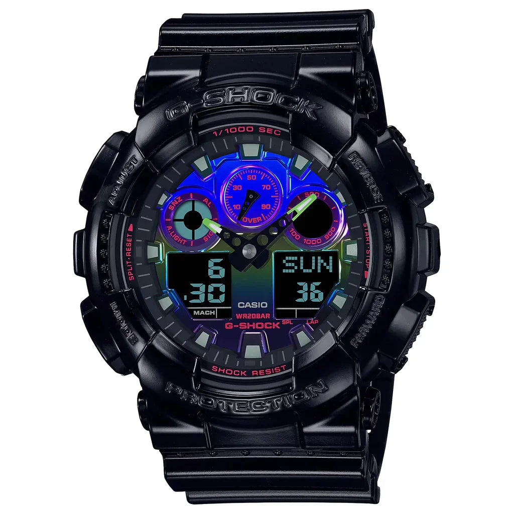 Casio G-SHOCK GA-100RGB-1ADR – RGB Metallic Accent Analog-Digital Watch