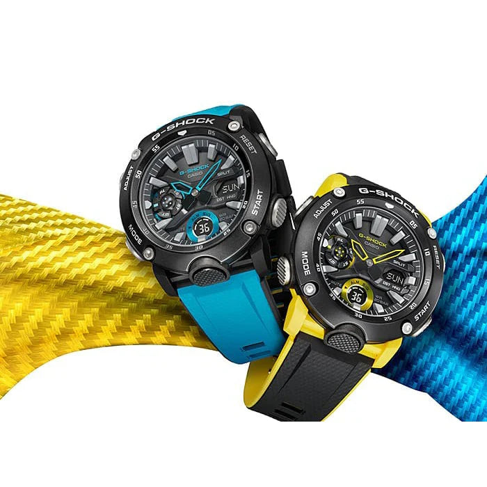 Casio G-SHOCK GA-2000-1A2 – Carbon Core Guard Analog-Digital Watch (Black/Blue)