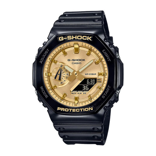 Casio G-SHOCK GA-2100GB-1ADR – Black & Gold Carbon Core Guard Analog-Digital Watch