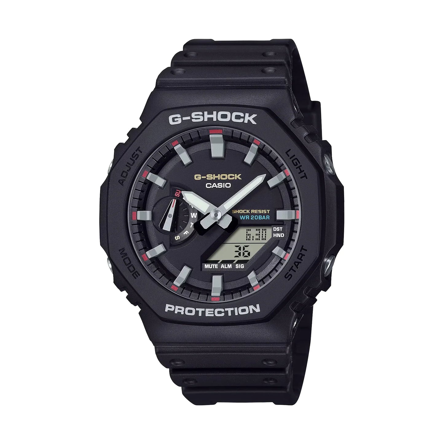 Casio G-SHOCK GA-2100RL-1ADR – Black & Red Layered Carbon Core Guard Analog-Digital Watch
