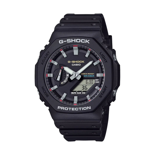 Casio G-SHOCK GA-2100RL-1ADR – Black & Red Layered Carbon Core Guard Analog-Digital Watch