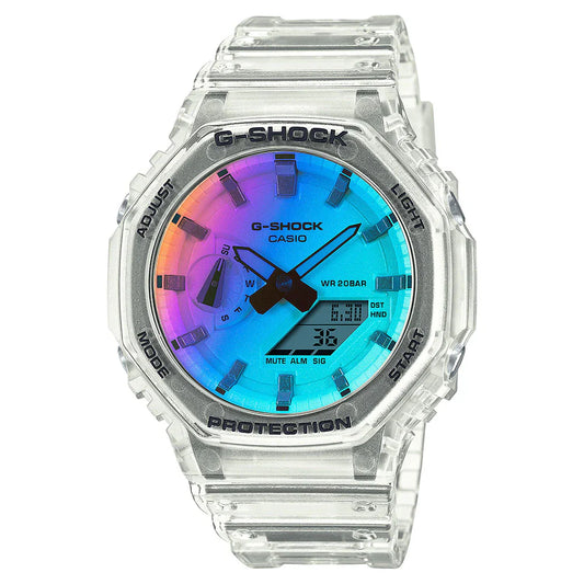Casio G-SHOCK GA-2100SRS-7ADR – Iridescent “Rainbow” Skeleton Carbon Core Guard Watch