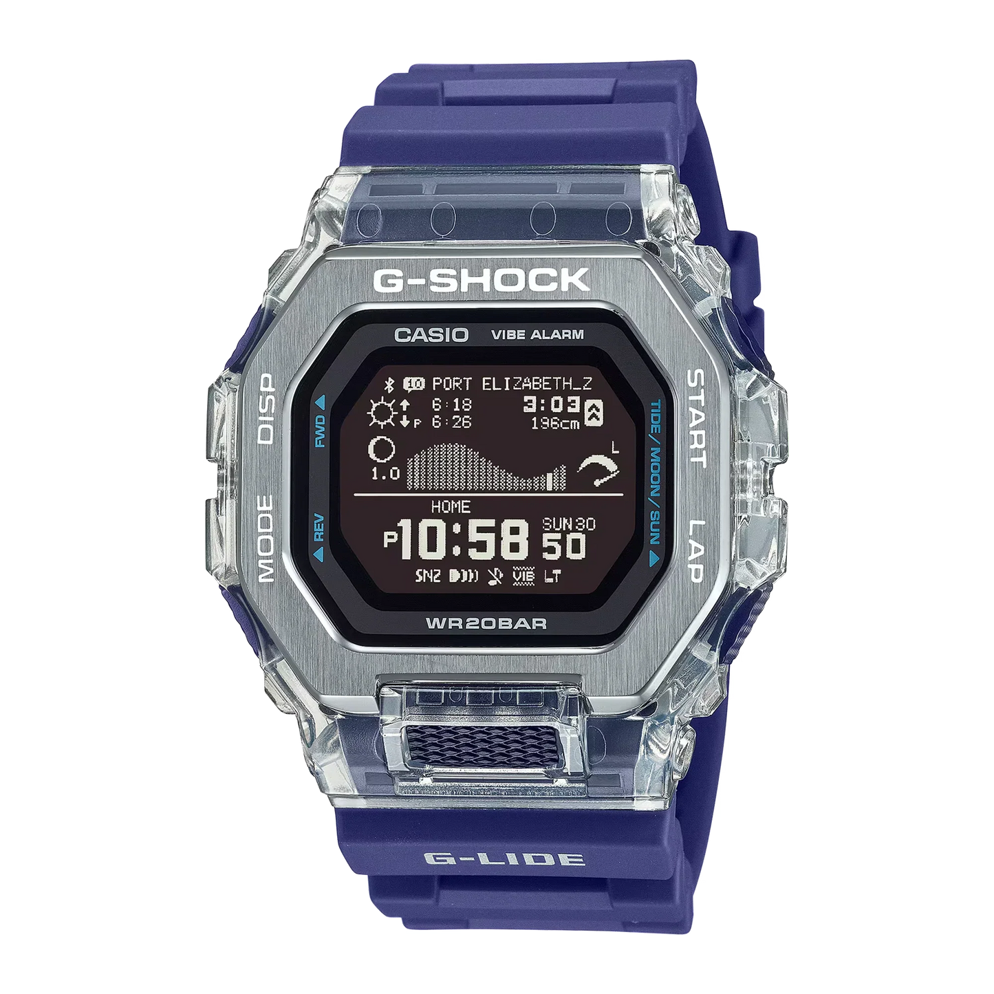 Casio G-SHOCK GBX-100S-2D G-LIDE Bluetooth Surf Watch  Tide Graph, Step Tracker, 20ATM