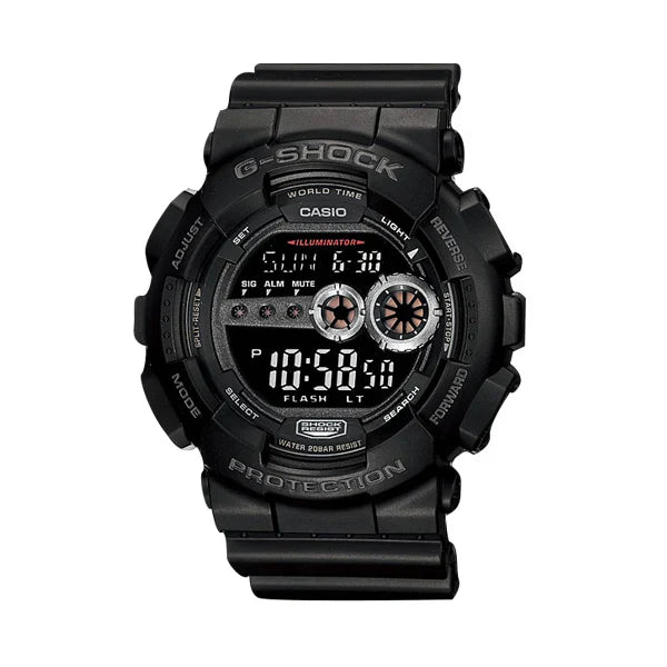Casio G-SHOCK GD-100-1BDR Digital Watch | Black Resin, Shock Resistant, 200M Water Resistant