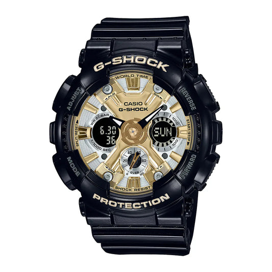 Casio G-SHOCK GMA-S120GB-1ADR | Sleek Black & Gold Digital Watch