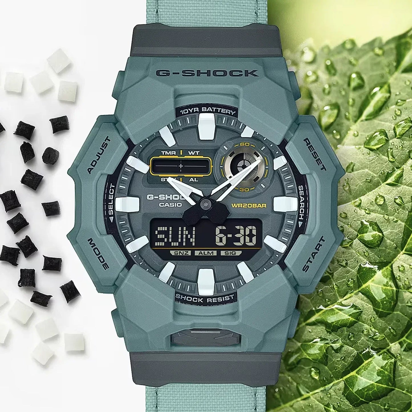 Casio G-Shock GA-010CE-2A – Analog/Digital Men’s Sports Watch with Eco-Friendly Cordura Strap