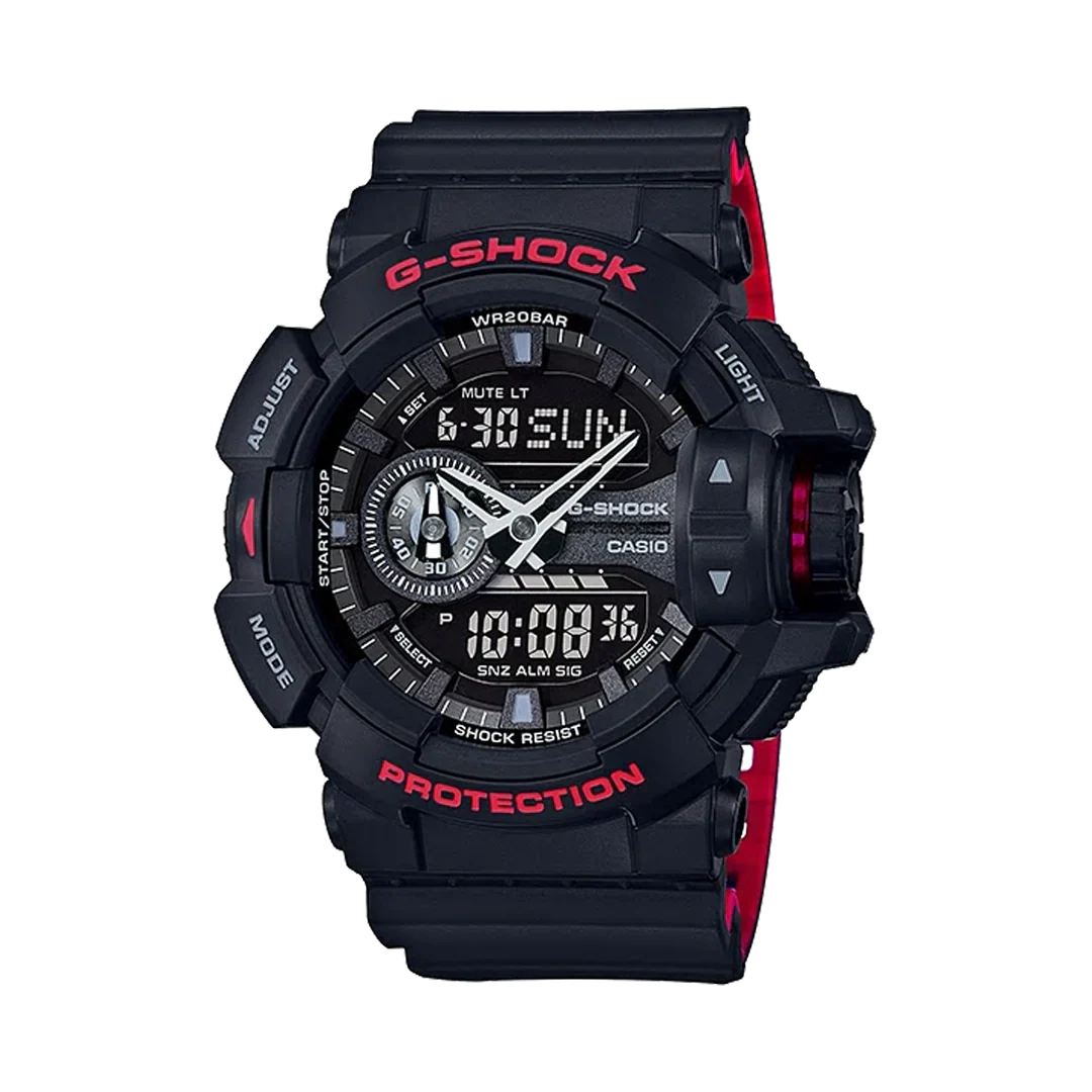 Casio G-Shock GA-400HR-1AHDR Black & Red Analog-Digital Watch – Rotary Switch, Shock Resistant, 200M Water Resistant