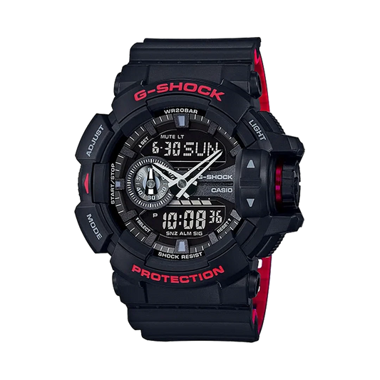 Casio G-Shock GA-400HR-1AHDR Black & Red Analog-Digital Watch – Rotary Switch, Shock Resistant, 200M Water Resistant