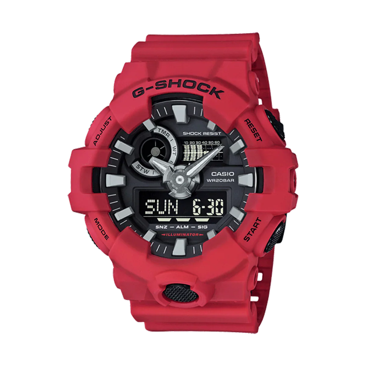 Casio G-Shock GA-700-4ADR Red Analog-Digital Watch – Shock Resistant, 200M Water Resistant