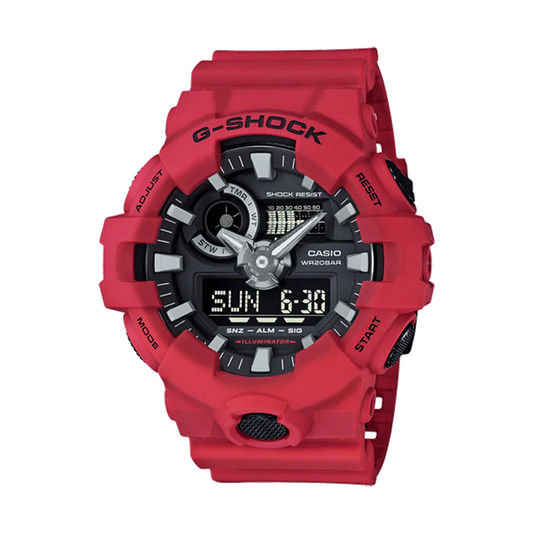 Casio G-Shock GA-700-4ADR Red Analog-Digital Watch – Shock Resistant, 200M Water Resistant