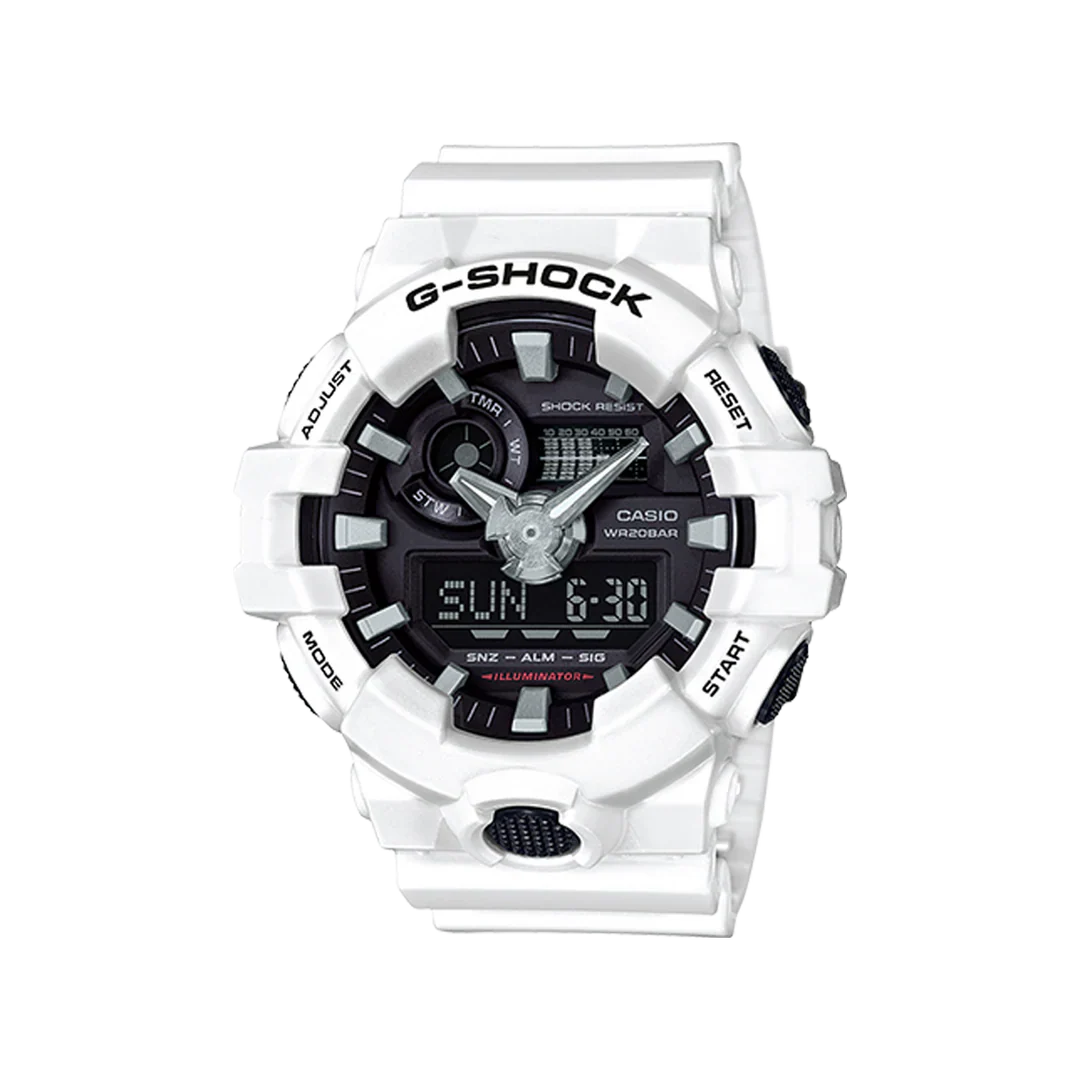 Casio G-Shock GA-700-7ADR White Analog-Digital Watch – Shock Resistant, 200M Water Resistant