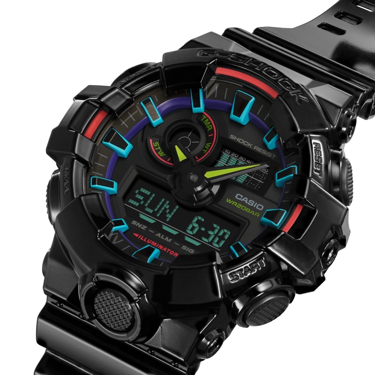 Casio G-SHOCK GA-700RGB-1ADR – Rainbow Accent Digital-Analog Tough Sports Watch