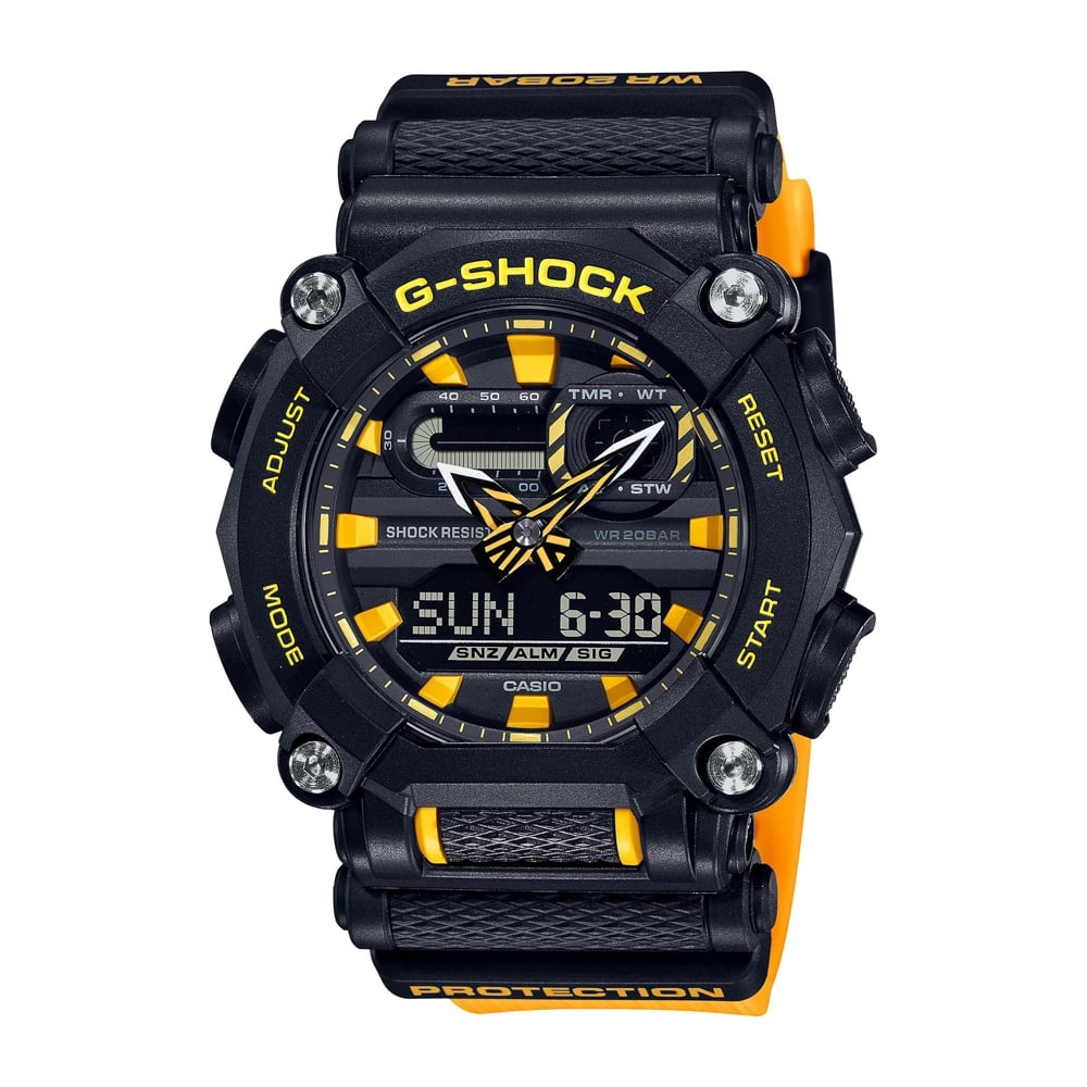 Casio G-SHOCK GA-900A-1A9DR – Industrial Black & Yellow Heavy-Duty Digital-Analog Watch