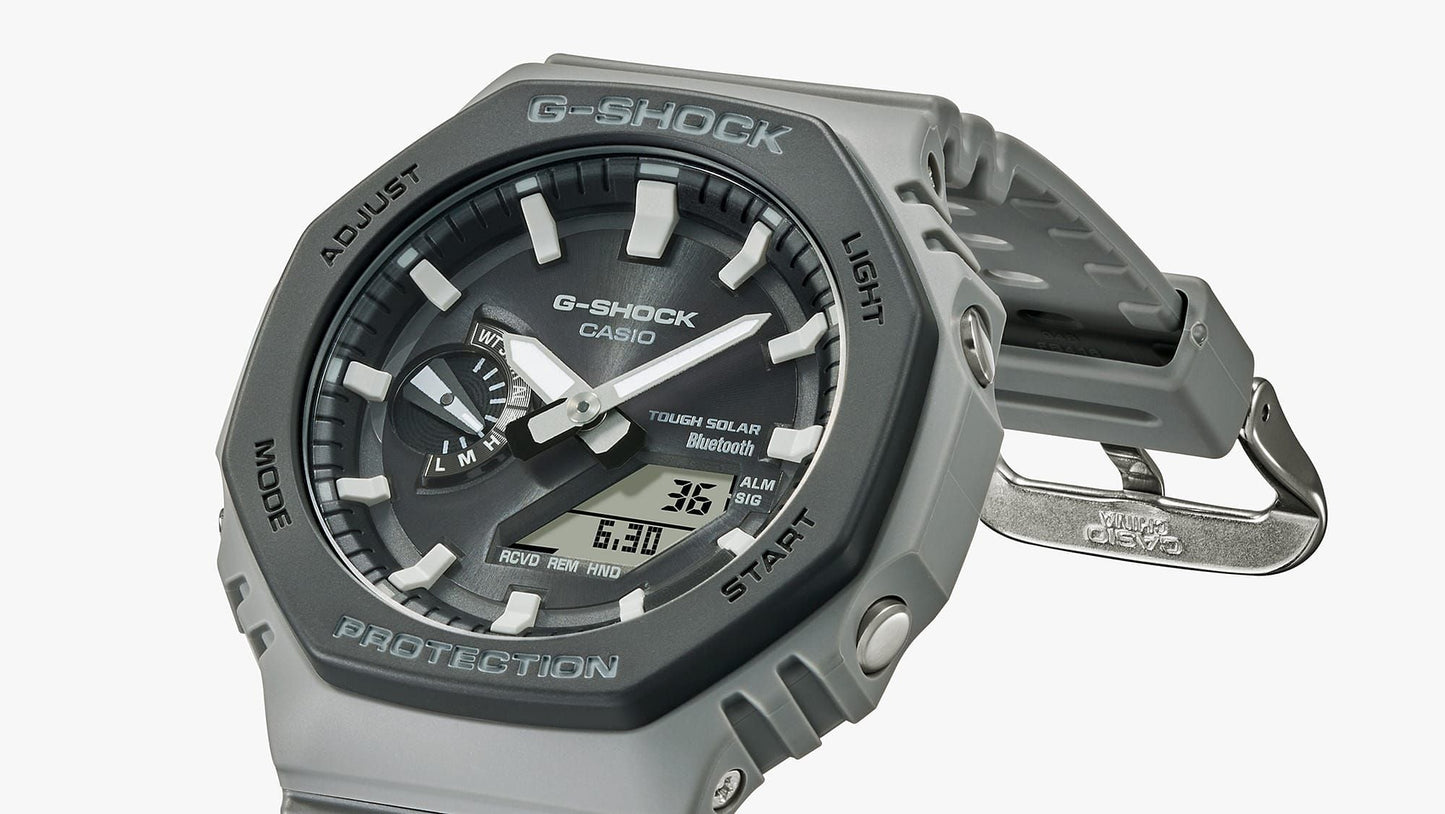 Casio G-SHOCK GA-B2100LUU-8A “CasiOak” Analog-Digital Watch with Bluetooth & Tough Solar – Gray & Purple Accent