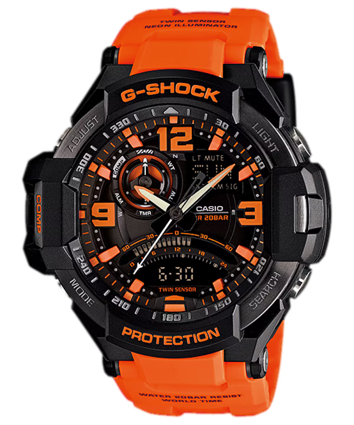 Casio G-SHOCK GA-1000-4ADR – Aviation Series Twin Sensor Watch (Orange/Black)