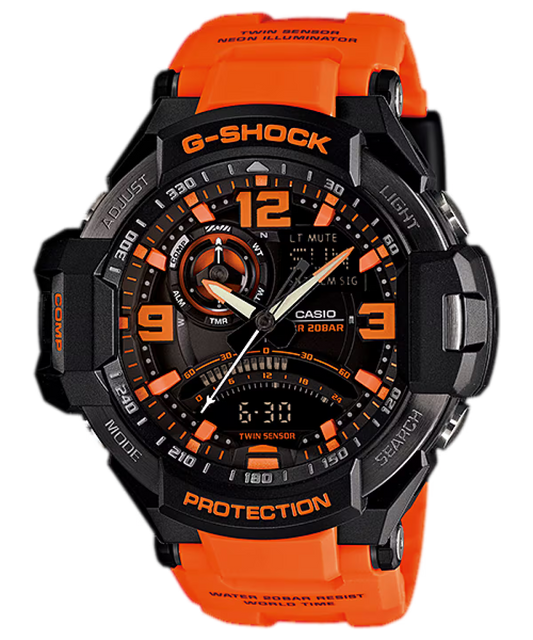 Casio G-SHOCK GA-1000-4ADR – Aviation Series Twin Sensor Watch (Orange/Black)