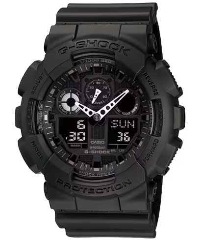 Casio G-SHOCK GA-100-1A1HDR – All-Black Analog-Digital Sports Watch