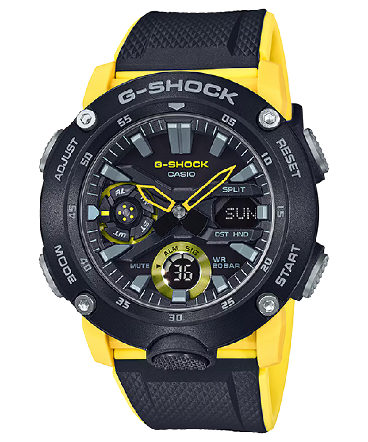Casio G-SHOCK GA-2000-1A9 – Carbon Core Guard Analog-Digital Watch (Black/Yellow)