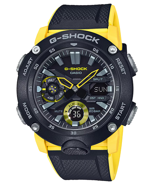Casio G-SHOCK GA-2000-1A9 – Carbon Core Guard Analog-Digital Watch (Black/Yellow)