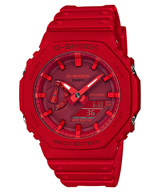 Casio G-SHOCK GA-2100-4ADR – Carbon Core Guard Analog-Digital Watch (Vibrant Red Edition)