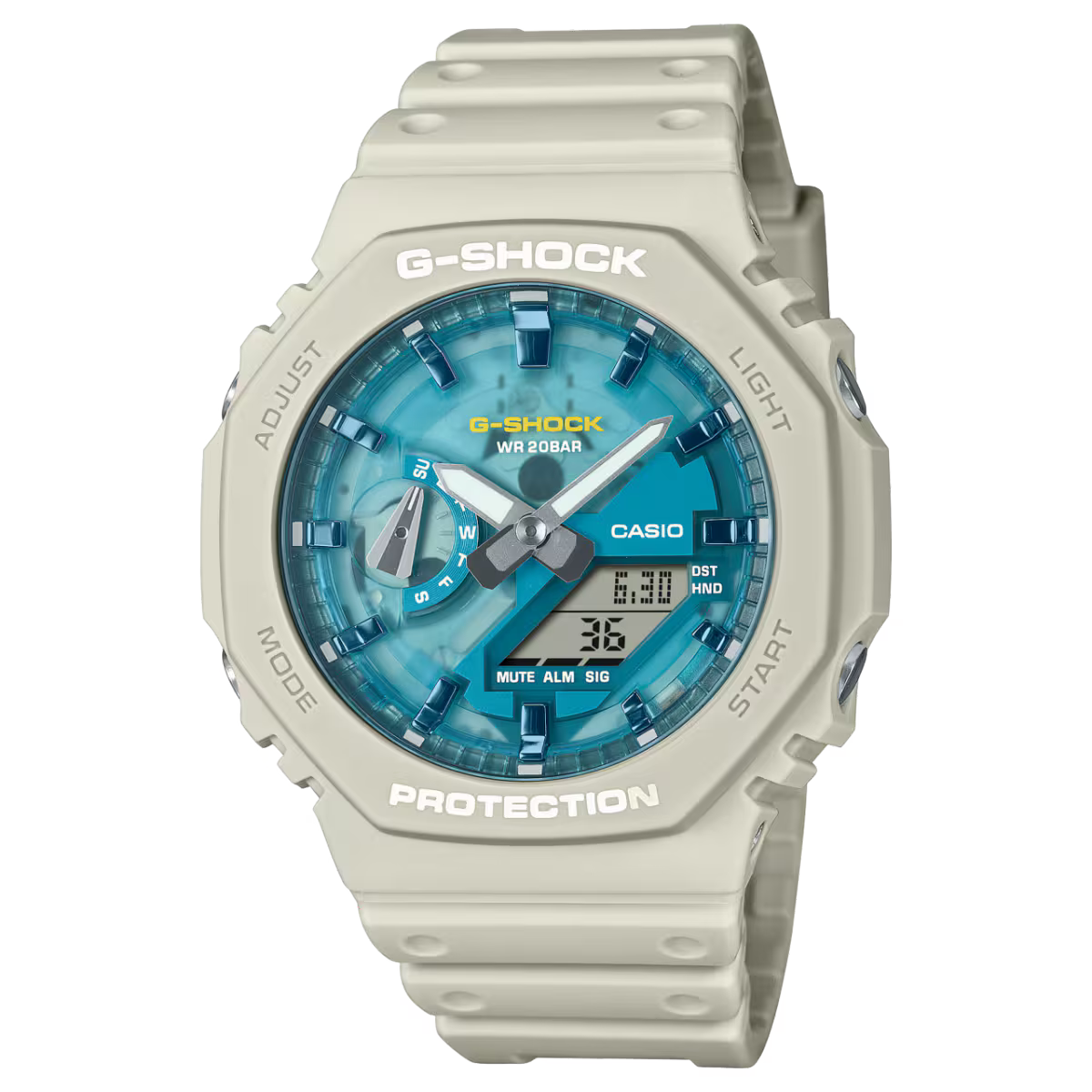Casio G-SHOCK GA-2100AS-5A – Carbon Core Guard Analog-Digital Watch