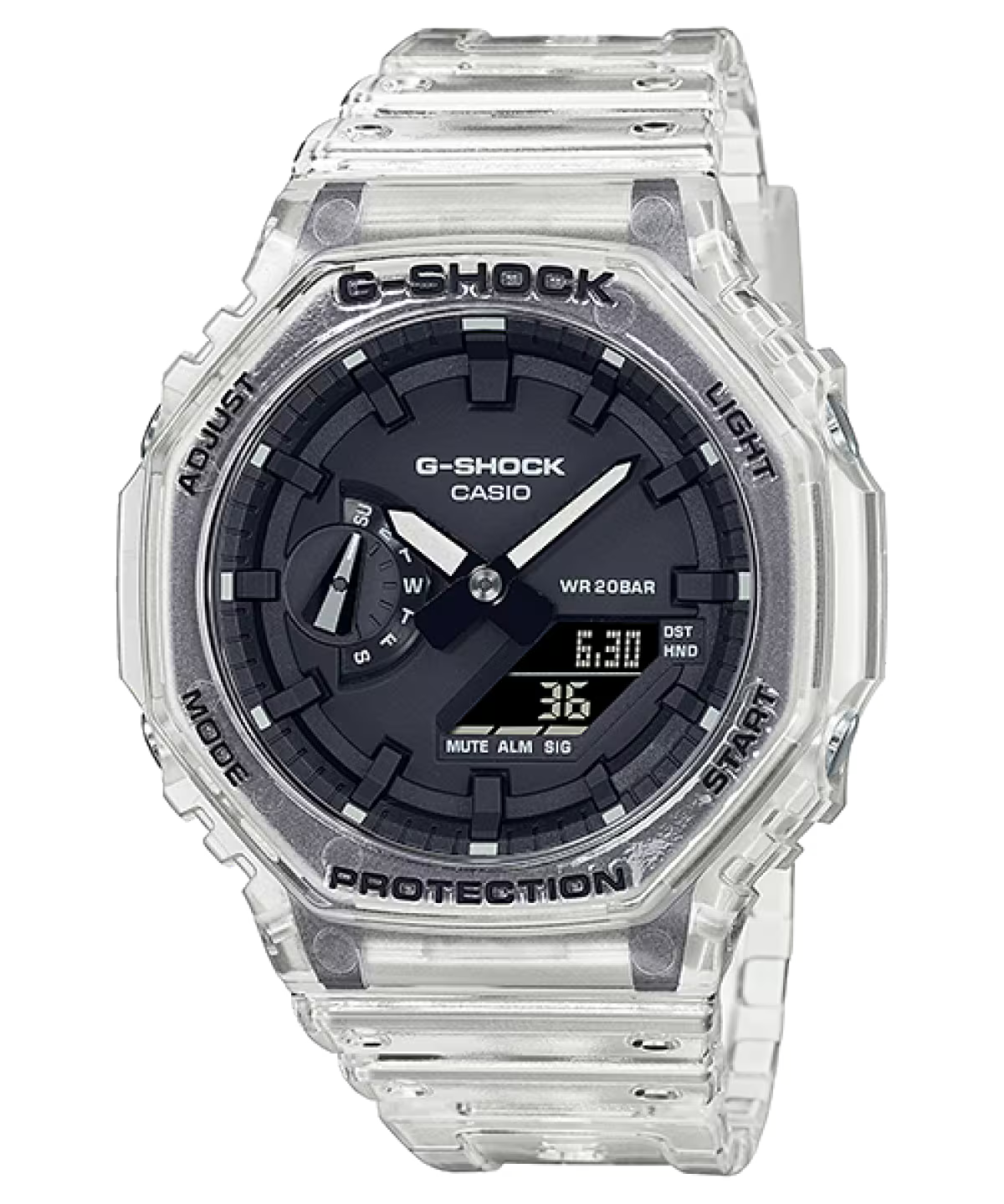 Casio G-SHOCK GA-2100SKE-7ADR – Transparent Skeleton Series Carbon Core Guard Watch